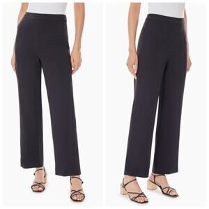 Misook Women's Black Nancy Wide Leg Mylana Crepe Pant Pull On Stretch Pants - S